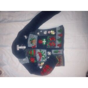 Tiara International Christmas Edition Sweater Jacket Zip‎ Collared Size Medium